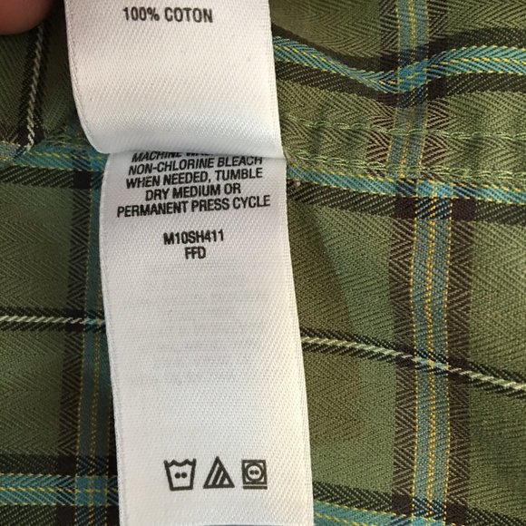 Cabela's Men's L Outfitter Series Green Plaid Long Sleeve Cotton Button Down - Picture 5 of 6